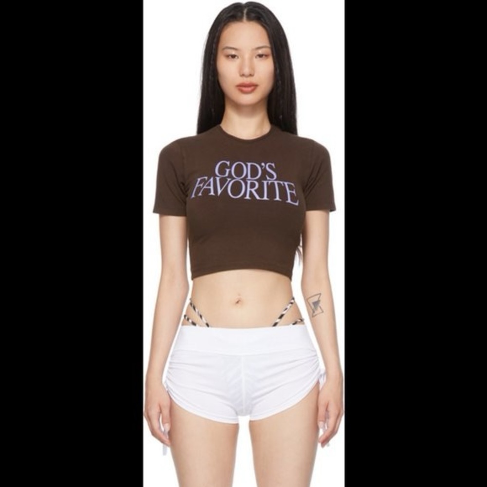 Praying “God’s Favourite” Brown Cropped Tee